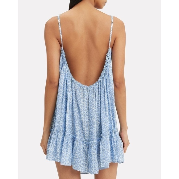 Paloma Blue Faye Gathered Printed Twill Mini Dress - Picture 1 of 11